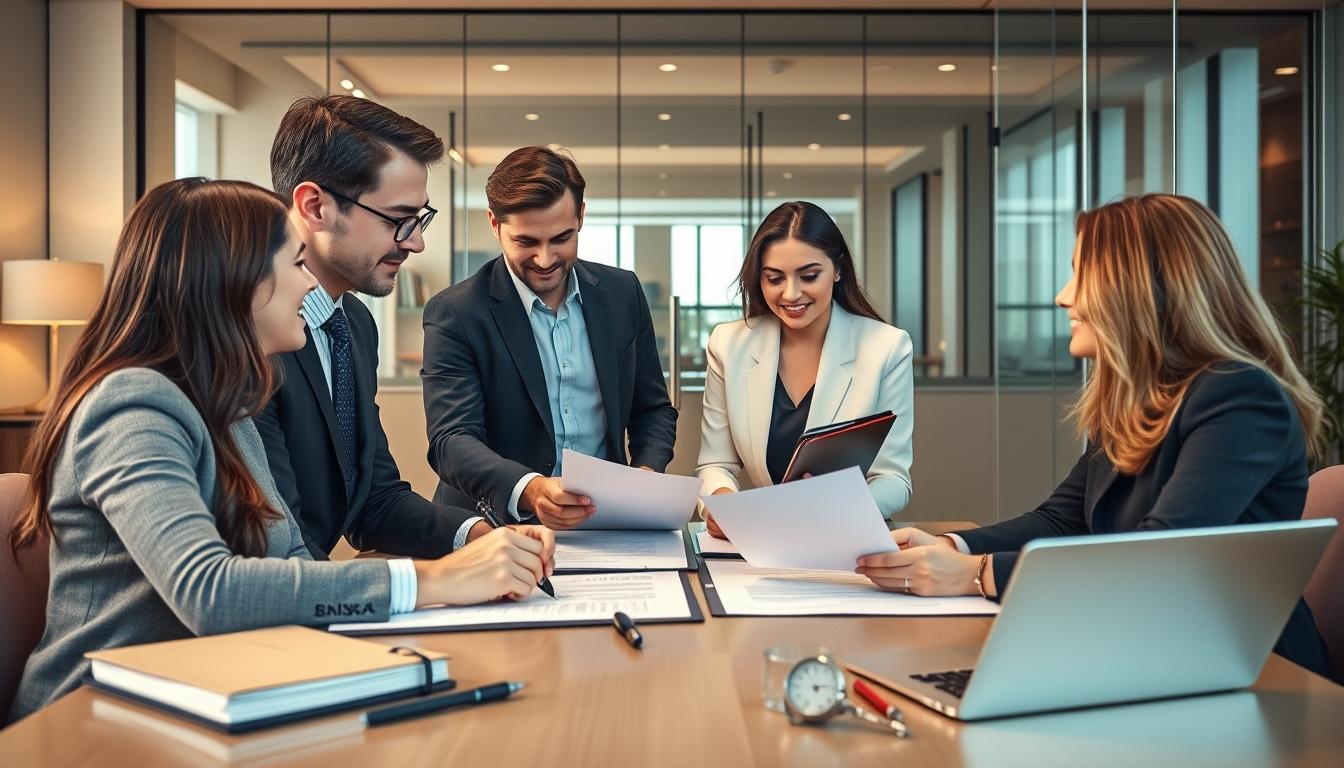 Family reviewing legal documents